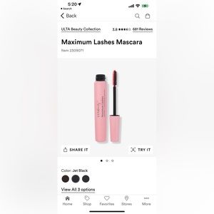NEW ULTA 2 maximum lashes black mascara